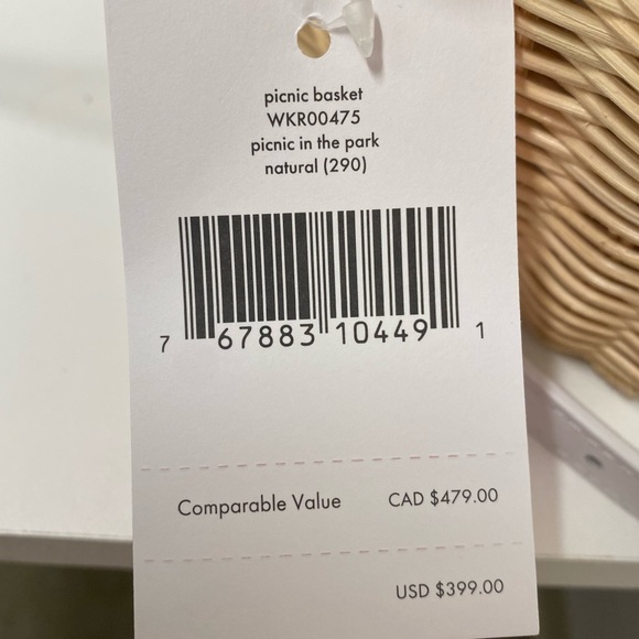 Kate Spade Strawberry Basket Lined Gingham Picnic Wicker Basket Satchel - Picture 7 of 8